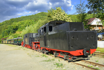 Viseu de Sus, Maramures, Romania - Steam train Mocanita from North Romania - obrazy, fototapety, plakaty