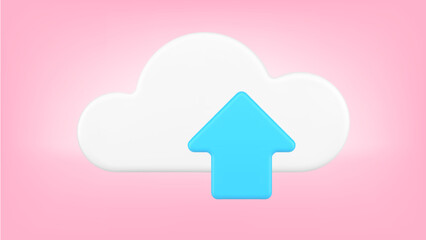 Cloud computing data cyber storage upload download service realistic 3d icon vector illustration