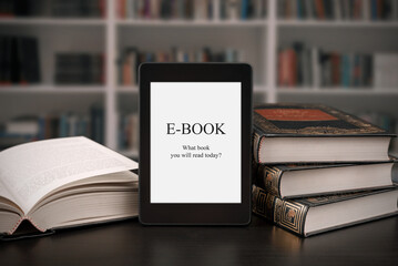 E-book device and books in library