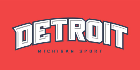T-shirt stamp logo, Michigan Sport wear lettering Detroit tee print, athletic apparel design shirt graphic print