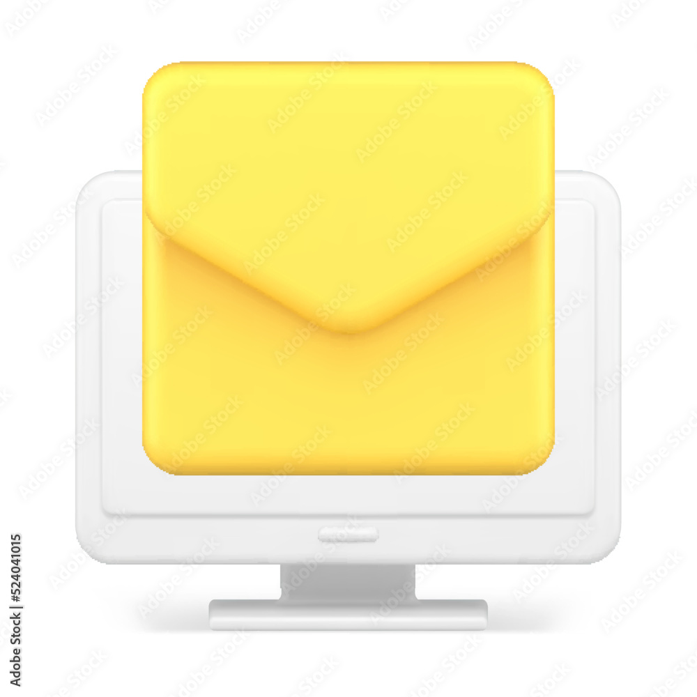 Poster newsletter envelope incoming message chat texting digital electronic mail service 3d icon vector