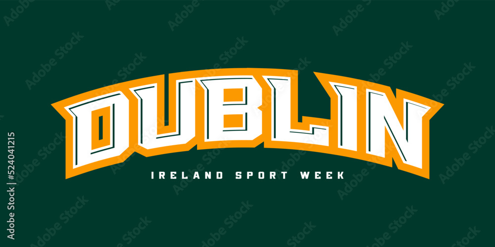 Wall mural T-shirt stamp logo, Ireland Sport wear lettering Dublin tee print, athletic apparel design shirt graphic print