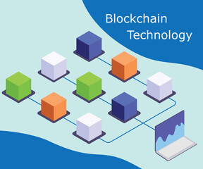 Cryptocurrency and blockchain isometric composition with computers working on crypto start up. Isometric vector illustration.