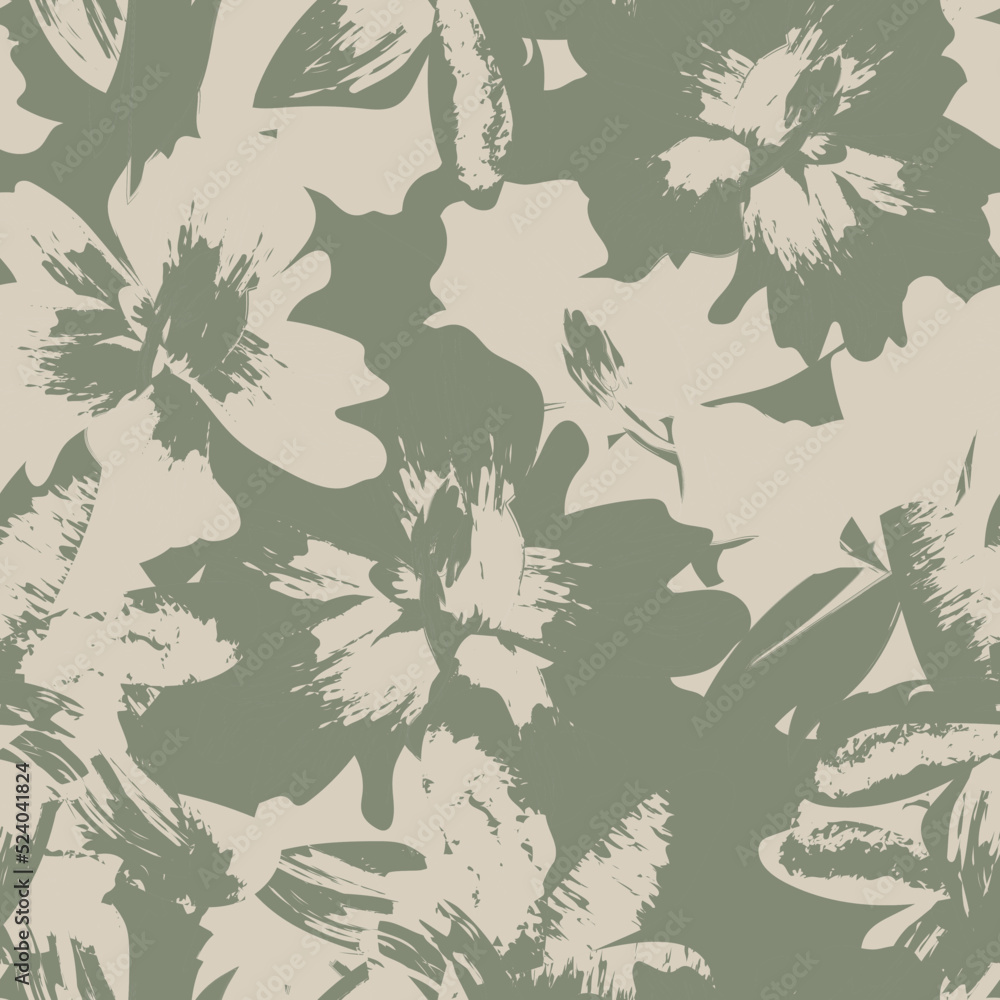 Wall mural Floral Brush strokes Seamless Pattern Design - Wall murals
