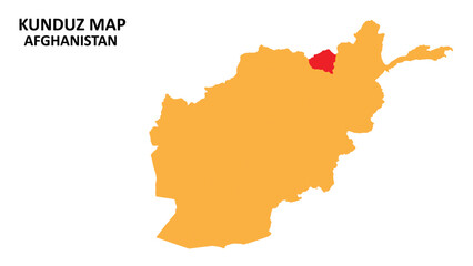 Kunduz State and regions map highlighted on Afghanistan map.