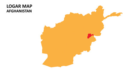 Fototapeta premium Logar State and regions map highlighted on Afghanistan map.