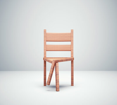 Chair with legs crossed . Creativity and impossible concept.