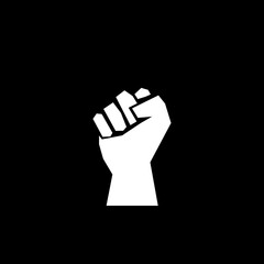 Raised fist icon isolated on dark background