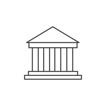 recommend clip art: public bank building, university or museum, classic greek architecture thin line icon. Linear vector illustration. Pictogram isolated on white background