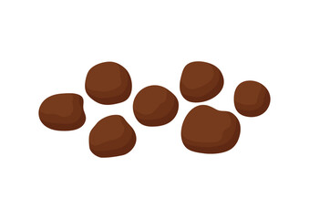 Poop excrement for bristol scale chart severe constipation. 1 type of poo - separate hard lumps cartoon vector icon isolated on white background. Flat design vector clip art poo illustration.