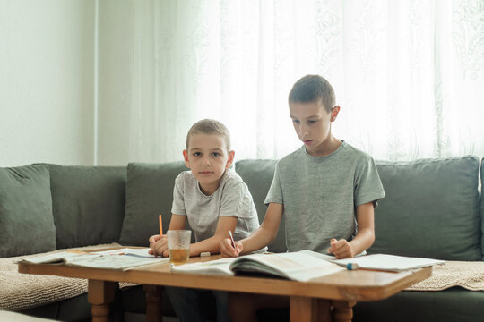 Children Study In The Room, Getting Ready For School