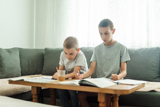 children study in the room, getting ready for school