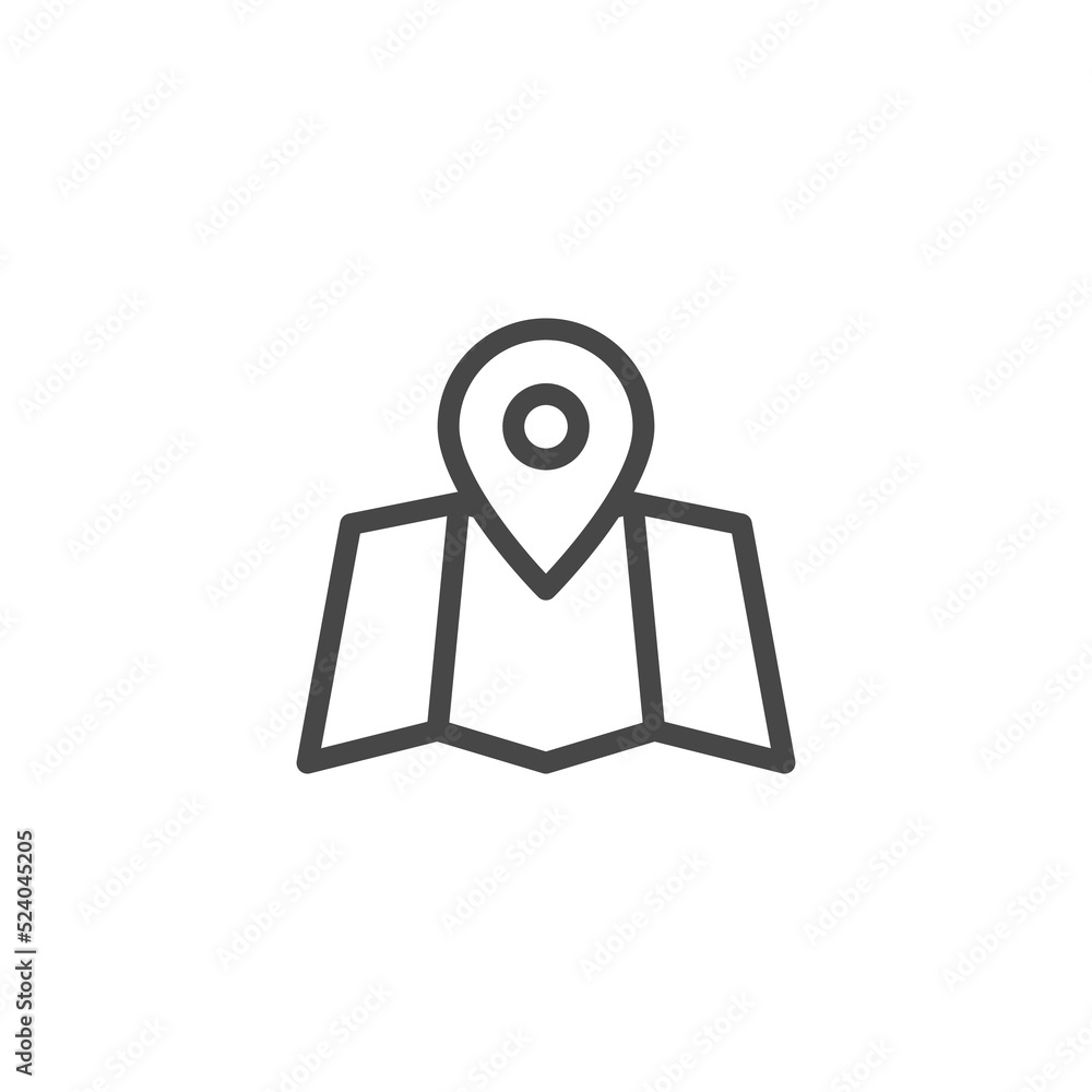 Poster set of outline map symbols. vector location icon. pin on map icon