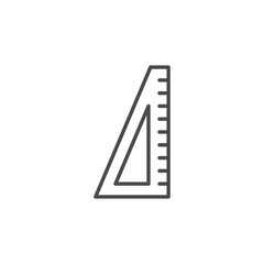 Triangle measurement protractor illustration icon. Triangle ruller scale geometry vector tool. Triangle ruler flat vector icon
