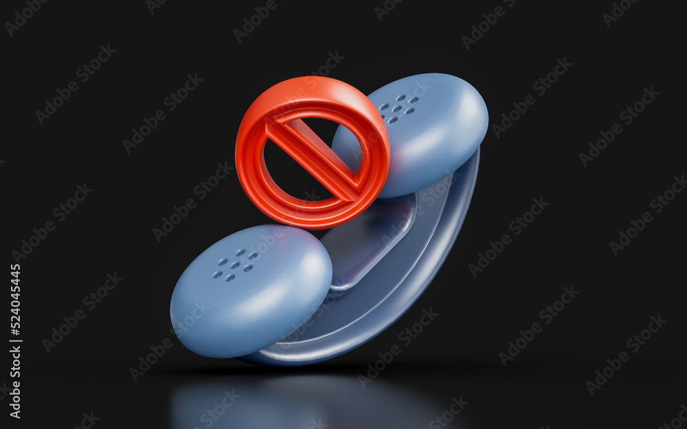Aufkleber call reject sign on dark background 3d render concept for stop communication no answer block