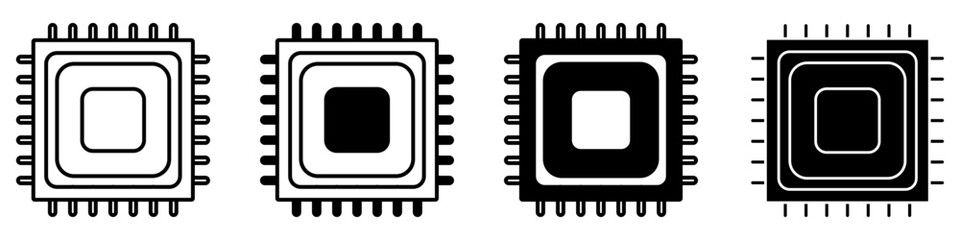 Chip vector icon set. Microchip illustration symbol collection. CPU sign. core logo.