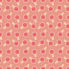 Grapefruit red fruit ice round ice cream stick seamless pattern