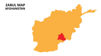 Zabul State and regions map highlighted on Afghanistan map.
