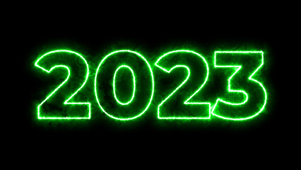 2023 new year text  with decorative green color | stroke rounding green color text photo for 2023 new year