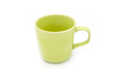 Green mug, Green cup on a white background.
