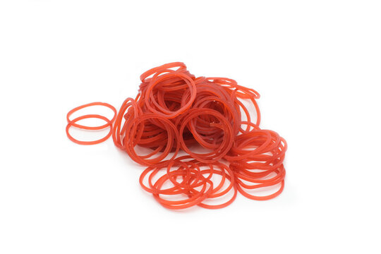 Red rubber band isolated on white background.