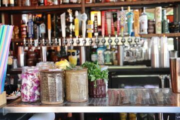 Cocktail Ingredients on the Bar 