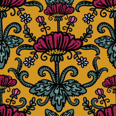 Beautiful artistic floral seamless vector pattern