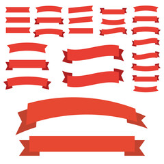 Vector red ribbons. Ribbon banner promotion vector illustration.