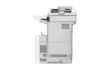 Photocopier, network printer is office worker tool equipment scanning and copy paper xerox photocopy. Jet Printer with Copier, Fax and Scanner. Office Printing Appliances.