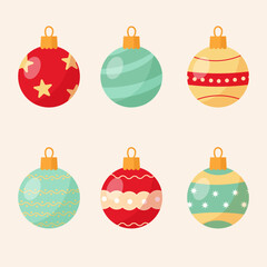 Christmas balls in a flat style. Vector illustration