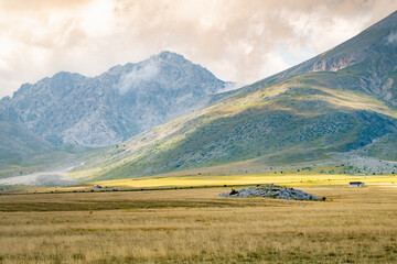 Landscape panorama in the National Park Gran Sasso in Abruzzo