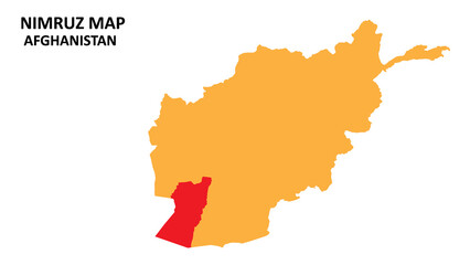 Nimruz State and regions map highlighted on Afghanistan map.