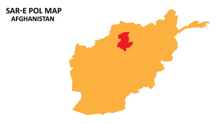 Sar e Pol State and regions map highlighted on Afghanistan map.