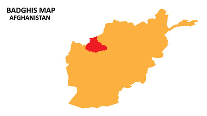 Badghis State and regions map highlighted on Afghanistan map.