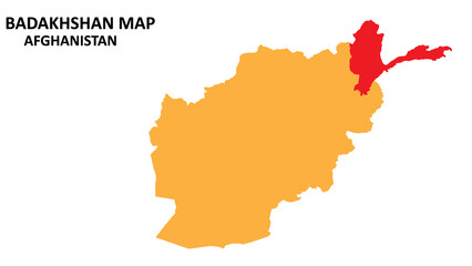 Badakhshan State and regions map highlighted on Afghanistan map.