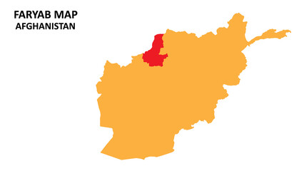 Fototapeta premium Faryab State and regions map highlighted on Afghanistan map.