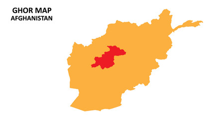 Ghor State and regions map highlighted on Afghanistan map.