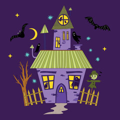 Halloween vector large set of hand-drawn illustrations. Witches, zombies, candy, pumpkins