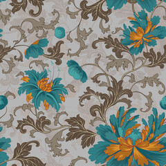 Digital textile kalamkari allover pattern