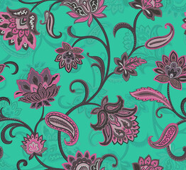 Digital textile kalamkari allover pattern