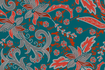 Digital textile kalamkari allover pattern