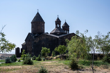 Fototapeta na wymiar ancient stone dilapidated fortress in a picturesque place in the mountains of Armenia