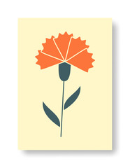 Vector illustration of an abstract still life of a carnation flower in pastel colors. Collection of contemporary art.