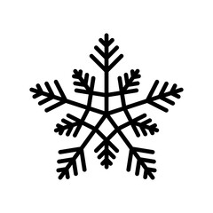 Snowflake vector doodle illustration. Black vector element isolated on white background. Best for seamless patterns, decoration,  and your design.