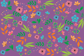 Naklejka na ściany i meble Purple Background with Flowers vector illustration