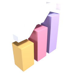 3d bar graph icon, for UI, poster, banner, social media post. 3D rendering