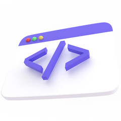 3d coding icon, for UI, poster, banner, social media post. 3D rendering