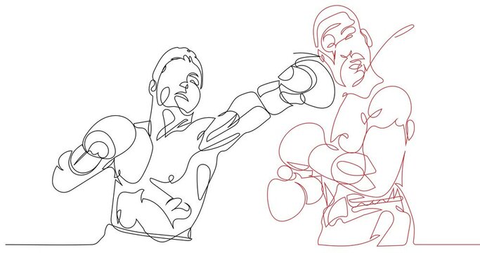 Continuous line art minimalist Boxing boxer knockout KO punch video