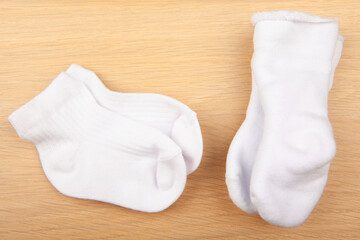 image of socks wooden desk background 