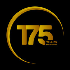 175 Year Anniversary celebration logotype. Golden anniversary celebration template design, Vector illustrations.